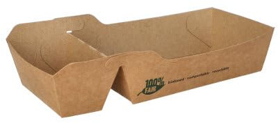 Papstar - 12 x 80 Barchette patatine fritte in cartone Pure 2 scomparti 3,5 x 7 x 12 cm marrone 100% Fair medio