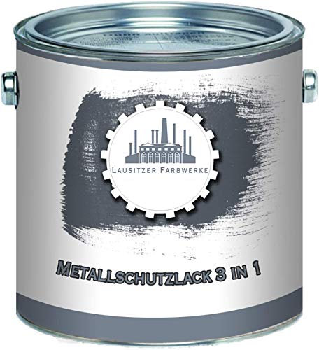 pintura para metal exterior 3en1 satinado aluminio gris RAL 9007 Aluminio 3 en 1 olvídate de los productos antioxidantes pintura para metal esmalte metálico acero hierro zinc (10 L) Lausitzer Farbwerk