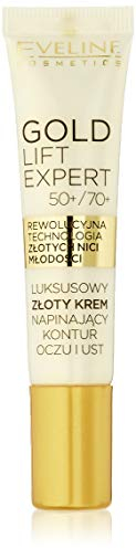 Eveline Cosmetics Gold Lift Expert Crema Lussuosa Rassodante Contorno Occhi e Labbra 50+/70+ con Complessi Anti-Età, Oro 24K, Pro-Retinolo A - 15ml