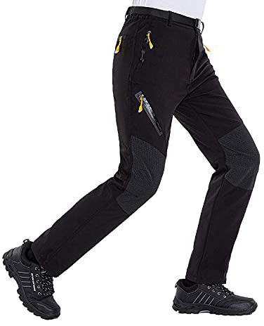 LUI SUI Pantalon de Marche léger Softshell pour Hommes Pantalon de randonnée Respirant en Plein air Poches zippées pour Le Printemps/été/Automne