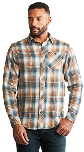 Timberland PRO Herren Woodfort Mid-Weight Flannel Work Shirt Button-Down-Arbeitshemd, Portland Plaid Brown, Klein