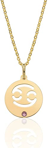 AKA Gioielli® - Krebs Sternzeichen Kette 925 Silber Vergoldet mit Krebs Sternzeichen Anhänger für Damen