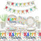 Rainbow Party Supplies - Birthday Banner, Colorful Mini Polka Dot Paper Plates, Napkins, Cups, Tablecloth, and Straws for Kid Adult Party Decorations, Serves 20 Guests