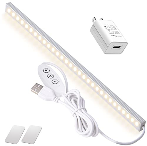 DWEPTU 12 Inch Under Cabinet Lighting, Dimmable LED Light Bar with Plug-in AC Adapter & Magnetic Mount - for Kitchen, Workshop, Closet (Includes Adhesive Tape)