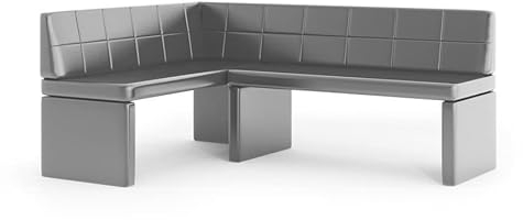 GREKPOL Eckbank Marta Küchenbank Sitzecke Kunstleder pflegeleicht (Grau Links, 142x196cm)