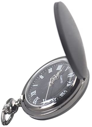 Mikikit Léger pour Chaîne Montre Portable Givré Noir Poche Hommes avec Vintage Classique