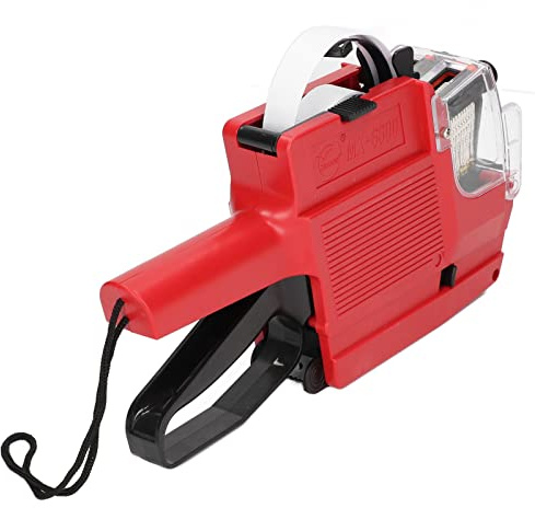Pistolet à étiquettes de Prix, Marqueur de Prix à 2 Lignes à 10 Chiffres pour Application Large Portable en ABS pour Bureau (Rouge)