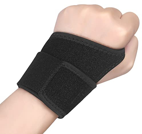 Wrist Supports Compression Wrist Brace Adjustable Carpal Tunnel Support for Women and Men Left Right Hand Support Strap for Joint Pain, Arthritis, Tendonitis, Wrist Sprain, Sports (Black, Left)