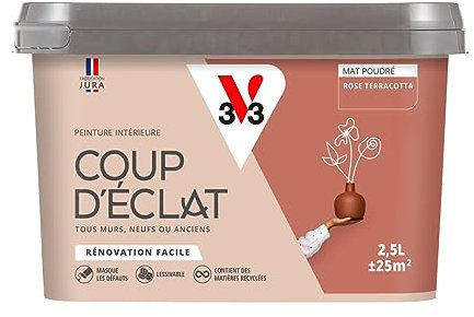 V33 Peinture murale intérieure Coup d'Éclat® Rose terracotta Mat Poudré 2,5L