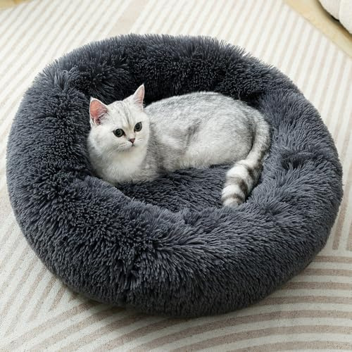 Fhodigogo Cat Bed Round Cat Cushion Dog Bed Small Dogs Doughnut Dog Bed Rabbit Blanket Dog Deck for Pet (45 cm)