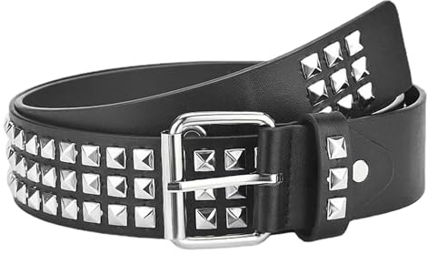 MAXQUU Ceinture Bullet Cloutée, Accessoires Goth et Punk, Réglable pour Homme et Femme (115cm)