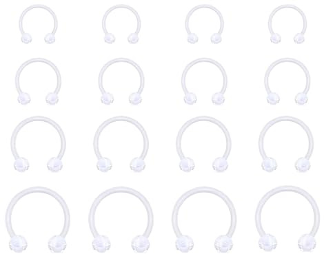 Besyvvin 16G Trasparente Herradura Nariz Labio Septum Anillo Helix Clair Acrílico Flexible Circular Barbell Ceja Cartílago Pendientes Daith Joyería Piercing 6/8/10/12mm