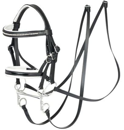 LeMieux Hobby Horse Doppeltrense schwarz - passend für Hobbypferde - Leder mit funktionalen Schnallen - Zwei Sätze Zügel - Lernspielzeug
