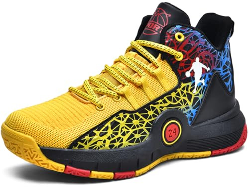 WOWEI Basketskor för pojkar barn sportskor löparskor lätta halkfria sneakers basketskor för flickor utomhus gym sneakers promenadskor unisex, Bask J9, 40 EU