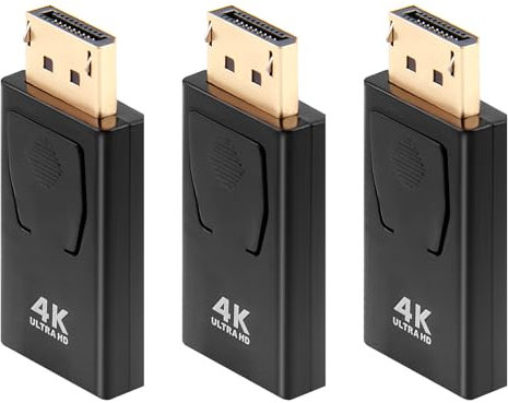 Clydewy 3 Packs Displayport to Hdmi Adapter Display Port to Hdmi Port 4k Dp to Hdmi Cable 1080p Dp Male to Hdmi Female Video Audio Converter for Laptop Pc Desktop Projector Hdtv Monitor