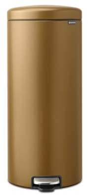 Brabantia NewIcon Treteimer 30 l – großer Mülleimer für die Küche – Soft-Close-Deckel – leichtes Pedal – herausnehmbarer Inneneimer – rutschfest – Warm Brass – 30 x 38 x 68 cm