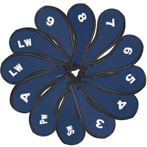 PATIKIL Housse pour Tête De Club De Golf, 12 Pcs Housses pour Fers De Golf en Néoprène Housse pour Driver Cadeaux pour Amateurs De Golf pour Hommes Femmes, Bleu Foncé/Noir