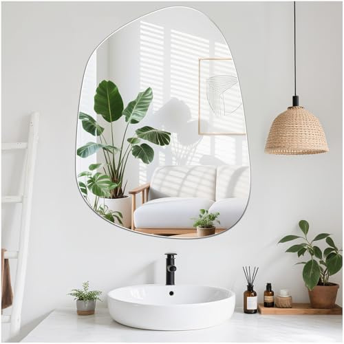 JMITHA Espejo de Baño Irregular 45 x 60 cm Espejo de Pared Sin Marco Espejo Baño Moderno Espejos Decorativos de Pared Asimétrico para Baño Recibidor Salon Entrada