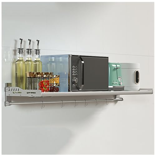 Scaffale pieghevole in acciaio inox per forno a microonde e forno elettrico, design salvaspazio con 6 ganci, ideale per la cucina Orga per massimizzare lo stoccaggio e l'efficienza