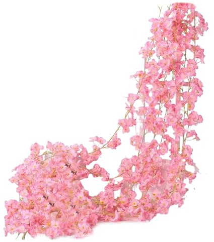 Konstgjorda Blomsterkrans Rankor | Hängbar Körsbärsblomma Ranka | Hängbar Konstgjorda Växter Dekorationssnöre För Dekoration I Sovrum Bröllop Och Trädgård