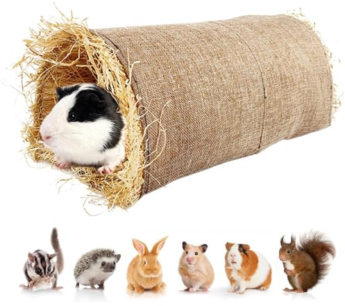 Cuccia per animali domestici in fibra naturale, fatta a mano, tunnel per piccoli animali, rifugio durevole e accogliente che offre comfort per uso interno ed esterno, ideale per dormire, nascondersi