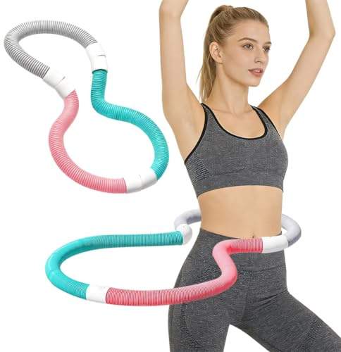 Hula Hoop suave con peso para adultos, plegable para adelgazar, aro de primavera suave, aro de resorte, cintura para fitness, compás para el hogar, gimnasio, escuela (silencioso, 1 kg)