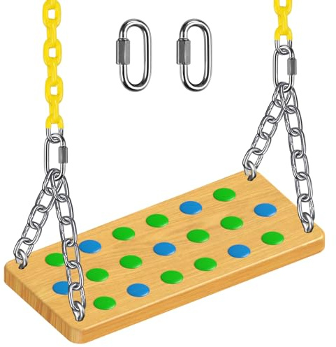 SELEWARE Sedile per altalena in legno per bambini e adulti, sedile piatto antiscivolo di ricambio con catena, set di altalene per parco giochi, accessori per altalena da giardino all'aperto