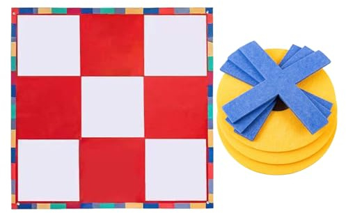 Kasta spel – 110 x 110 cm stort gårdsspel | Snabb utmaning | vattentät bärbar gräsmatta utomhusspel för vuxna campingspel kul för barn vuxna, strandpicknick, camping