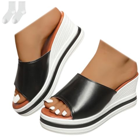 Women's Wedge Sandals, Open Platform Mules Wedges Summer Shoes with Heel Summer Sandalettes Plus Size House Slippers Platform Shoes Slippers for Beach Vacation And Everyday Wear