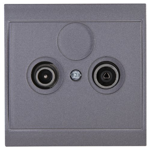 Kopp Malta Antennensteckdose mit zwei Ausgängen, TV/RF, Einzel- und Durchgangsdose, Silber-anthrazit, 113015081