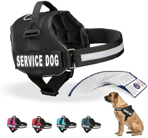 Industrial Puppy Service Dog Vest with Handle - No Pull Dog Harness for Large Dogs, and Working Dogs - Adjustable Fit, Reflective Straps, Removable Patches,Training Vest for Small to Large Breeds