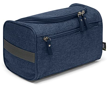 Stilvolle Kulturtasche Herren (Navy Blau) - Cool, Lässig, Praktisch - Kulturbeutel Herren zum Aufhängen - Hochwertige Waschtasche Männer