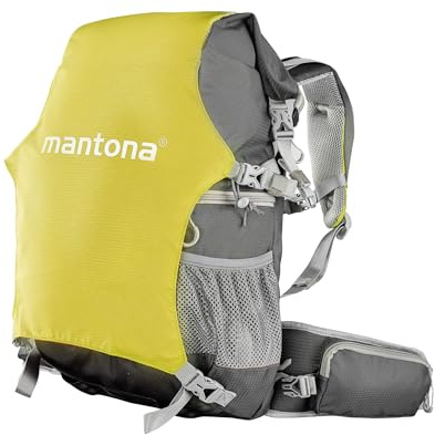 Mantona ElementsPro 30 V2 Outdoor DSLR Kamerarucksack Grün Schnellzugriff Kameratasche mit Regenhülle Wasserdicht Komfortables Tragesystem