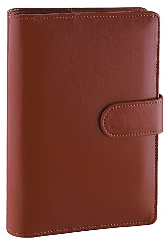 Antner A6 Binder 6 Ring Refillable Notebook Budget Planner for A6 Filler Paper, PU Leather Loose Leaf Personal Planner Wallet Money Organizer Cash Stuffing Binder with Magnetic Buckle Closure, Brown