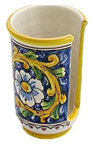ILAB Portabicchieri piccolo in ceramica decorata a mano da ceramisti siciliani di Santo Stefano di Camastra barocco art 18