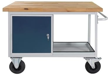 ADB mobile Werkbank, Tischwagen, Rollwagen, Servicewagen, Etagenwagen, Schrankwagen, 1 Tür, L1300xB600xH827 mm, max. 500 kg
