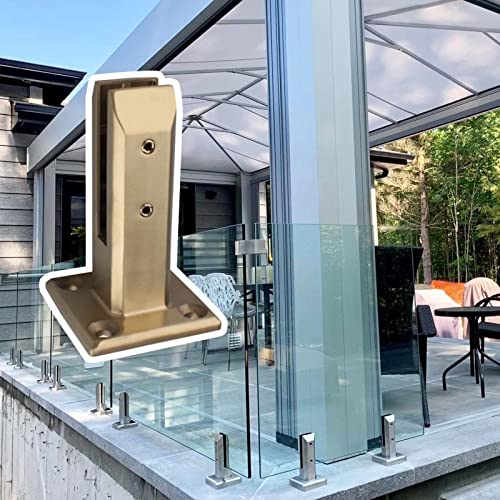 Glas Geländerpfosten Glasgeländerklemme für Deckbalkone, Balustradensystem aus Edelstahl 304, für Den Innen- und Außenbereich, Quadratische Glasplatten-Stabilisierungsklemme, mit Sockel ( Color : Gold