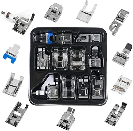 AITIAO 11Pcs Presser Feet Set Snap On Sewing Machine Presser Foot kit Household DIY Spare Parts Accessories for Most Low Shank Sewing Machine