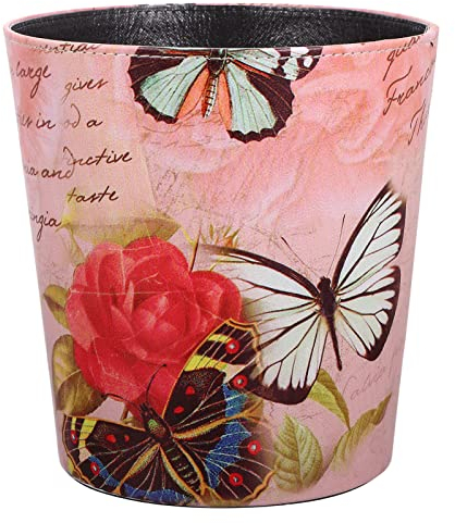 Alipis Poubelle Vintage En Cuir Rétro Corbeille À Papier Décorative Petite Corbeille À Papier Poubelle Pour Salle De Bain Chambre Bureau Cuisine Salon - 5.52L - Rouge