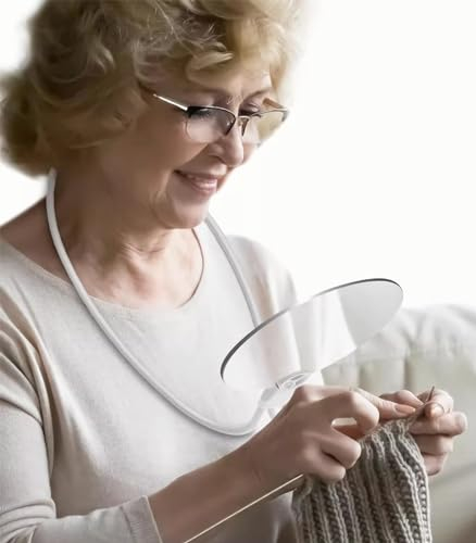 Reading Magnifier For Books Hands Free, Hanging Neck Magnifying Glass On Stand For Hobbies Craft Work Cross Stitch, Goose Neck Glass Magnifiers Reading Aid Lens 3x For Visually Impaired
