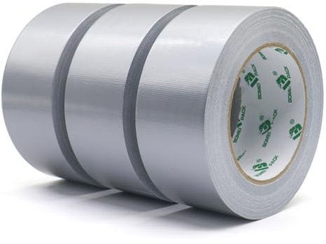 BOMEI PACK Nastro Adesivo Extra Forte, Nastro Telato Nero, Duct Tape 3 Rotoli 50 mm x 40 m per Lavori di Riparazione, Fissaggio, Sigillatura, Etichettatura e Ristrutturazione (GRIGIO)