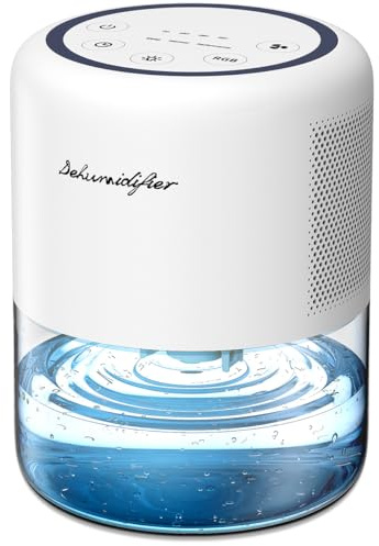 Windangel 44oz(1.3L) Small Dehumidifier for Home Auto-Off Quiet Portable Dehumidifier with 3 Modes 10 Color Lights 4 Timer Settings for Bedroom Bathroom Closet (215 sq.ft)