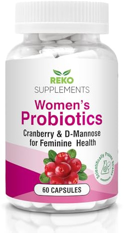 Reko Supplements Women’s Probiotics with D-Mannose & Cranberry | Lactobacillus Rhamnosus GR-1 & Reuteri RC-14 | with Zinc, Selenium & Vitamin C | 60 Vegan Capsules for Intimate Health & Immunity