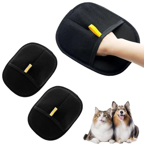 2 Pcs Guantes de Eliminación Estática de Pelo de Mascotas, Double Sided Removedor de Pelo de Reutilizable para Gatos y Perros, Guante Magnético para Eliminar El Pelos for La Ropa, Sofas, Carpets