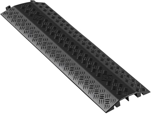 VEVOR 1 Pack Drop Over Cable Cover, 2 Channel Heavy Duty Cable Hose Protector Ramp, 38.3'' Floor Cord Cover, 17,500 lbs/Axle Load Capacity, for Traffic Areas, Indoor, Outdoor, Home, Office, Warehouse