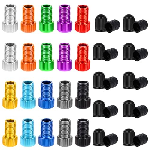 20 PCS Presta to Schrader Valve Adapter, Presta Valve Adaptor Colorful Convert Presta-to Schrader Adaptor Universal Inflate Tire Using Standard Pump or Air Compressor Bike Inflatable Connector
