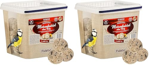 Fidelio Lot de 60 Boules de Graisse sans Filet - Nourriture pour Oiseaux Sauvages Riches en protéines et en énergie - Nourriture pour Oiseaux Sauvages de qualité supérieure - 2,5 kg
