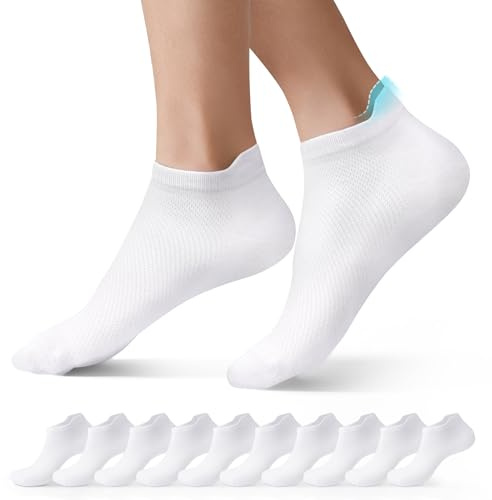 Mowenti 10 par sneakers strumpor män kvinnor korta sportstrumpor andas löparstrumpor unisex sneakerstrumpor