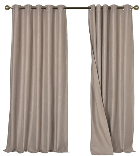 Olivia Rocco Linen Blackout Curtains Eyelet Thermal Insulated Window Drapes Noise Reducing Light Blocking for Bedroom Living Room Home Decor 2 Panel Set, Natural 66x72
