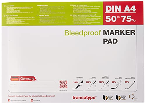 Transotype Bleed Proof Alcohol Marker Pad, A4, 50 Sheets